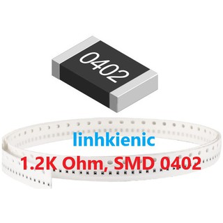 Điện trở dán 1.2k, 1k2 ohm, 0402, 1/16w, 5%