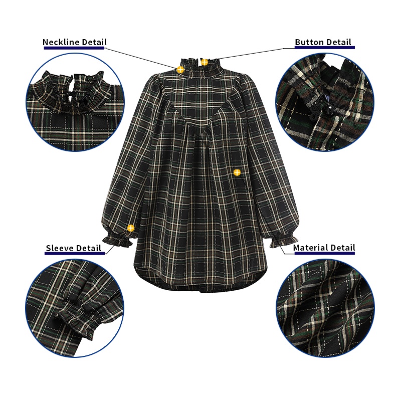 Áo sơ mi Zanzea tay dài dáng rộng cài nút họa tiết kẻ ô dành cho nữ