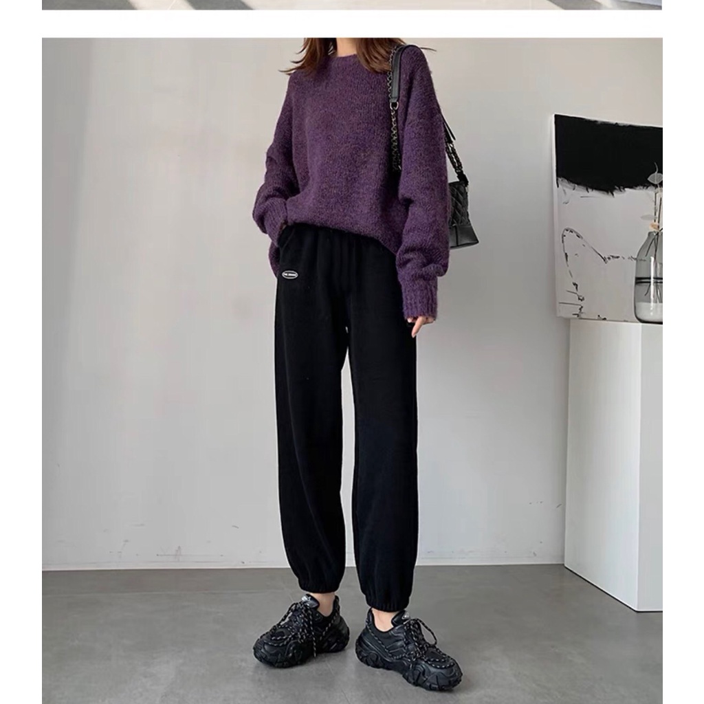 Quần nỉ jogger nam nữ len tăm bo gấu logo dream  Quần nỉ bom chun gấu dáng thụng trơn basic  Freeship  Sale