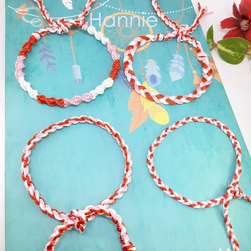 (Tay/Chân) Vòng chỉ tình bạn màu đỏ hồng - Vòng đeo nam nữ chống thấm nước waterproof - Friendship Bracelet handmade