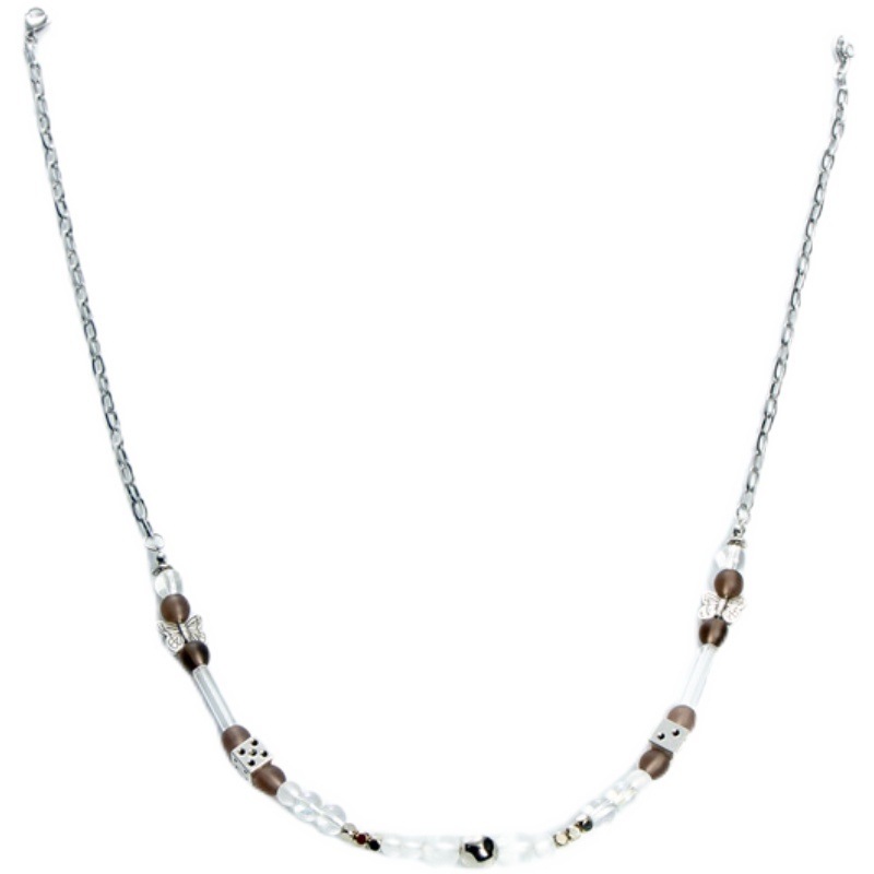 Vòng cổ Thép Titan Phối Mặt Hình Bướm Và Ngọc Trai Phong Cách hip hop Thời Trang Cho Nam Và Nữ