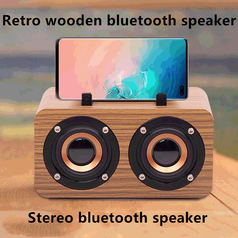 Loa Bluetooth Không Dây Bằng Gỗ Phong Cách Retro