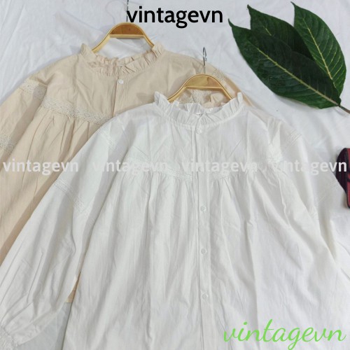 {vintagevn} áo babydoll bo tay tiểu thư ,, Áo sơ mi nữ phối màu viền bèo xinh FREESHIP 50K A,016 | BigBuy360 - bigbuy360.vn