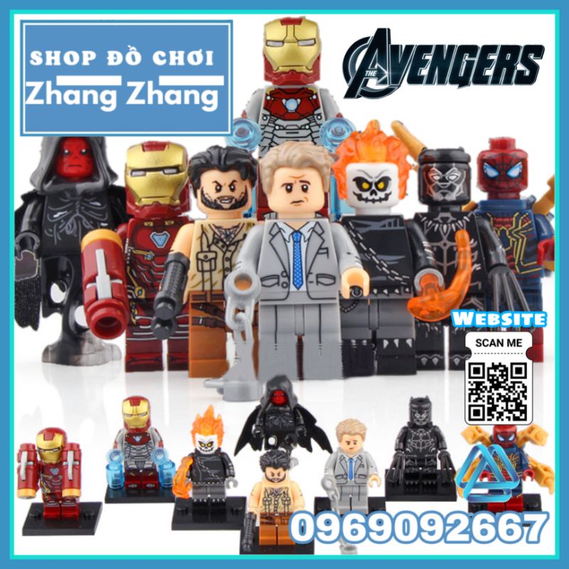 Đồ chơi Xếp Hình Ulysses Klaw gồm Ghost Rider - Iron Man - Red Skull - Spider Man - Black Panther Minifigures Xinh X0221