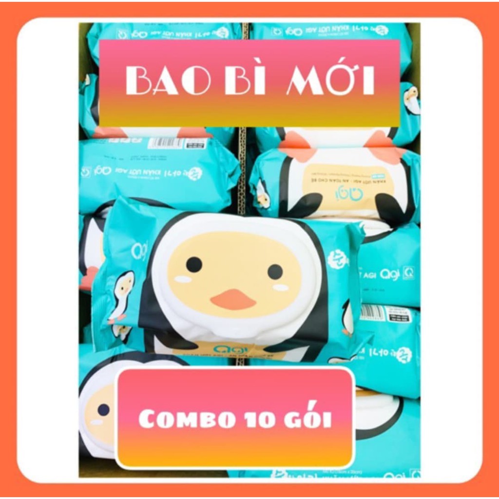 (ko kèm quà) combo 10 khăn ướt agi 100t/80t ( mẫu mới)