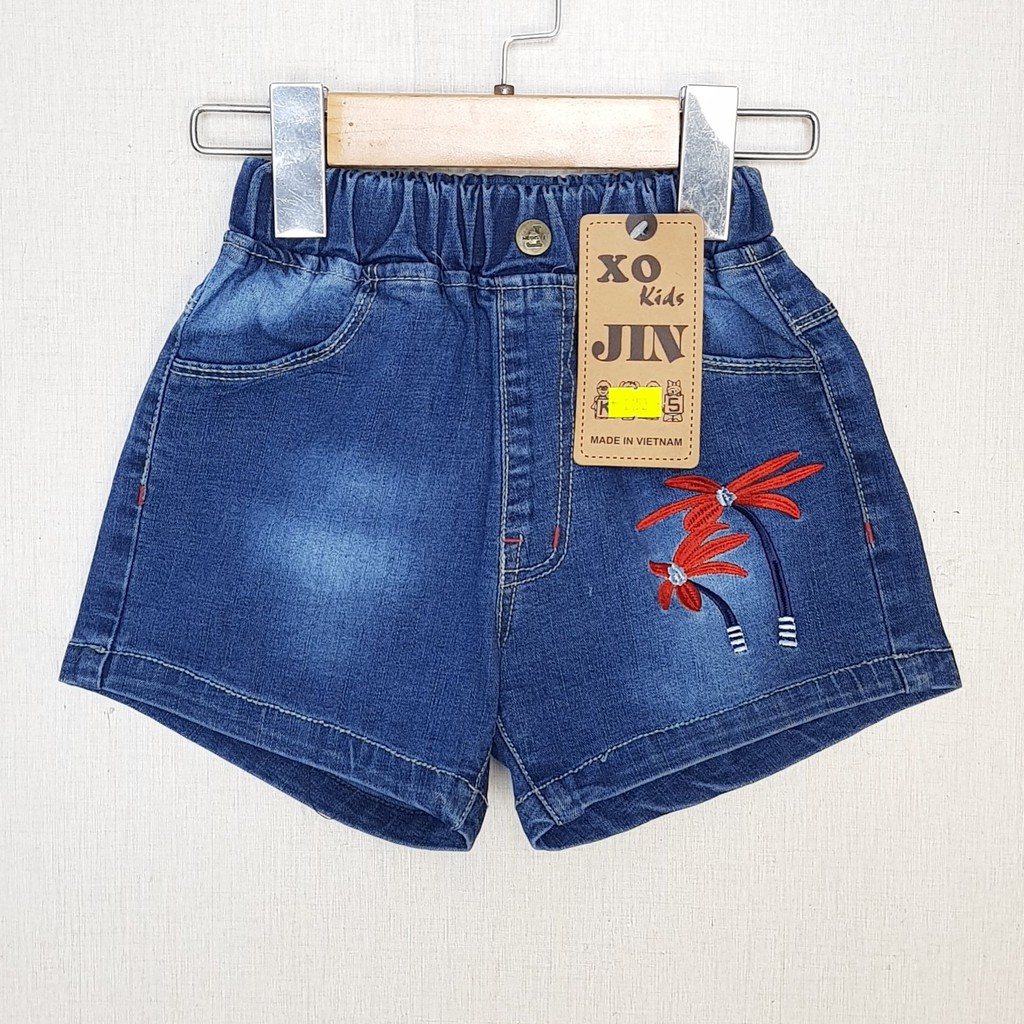 BJ0017 -A1 quần short jean nữ co giãn màu xanh, hiệu XOKids, size 7-12 cho bé từ 15-30kg