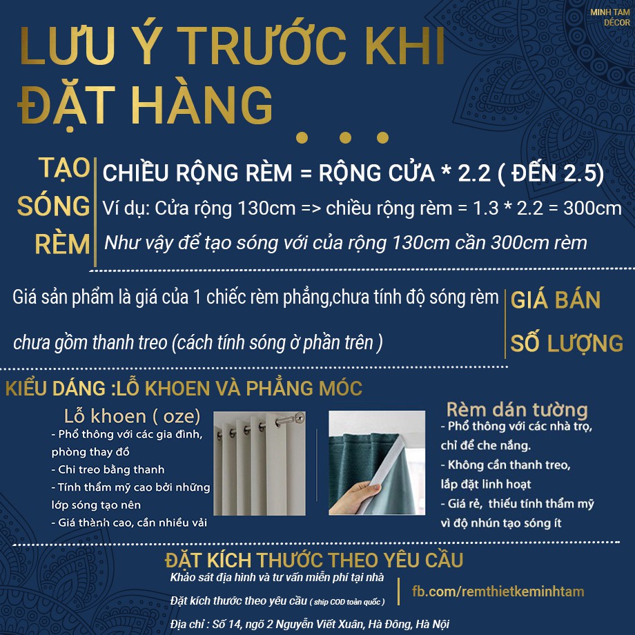 Rèm cửa Minh Tâm trang trí cửa sổ phòng ngủ, phòng khách , chống nắng , rèm dán tường, lỗ khoen- Màu vàng be