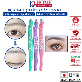 Set 3 dao cạo lông mày, lông mặt, lông toàn thân can kai nội địa nhật bản - kj home