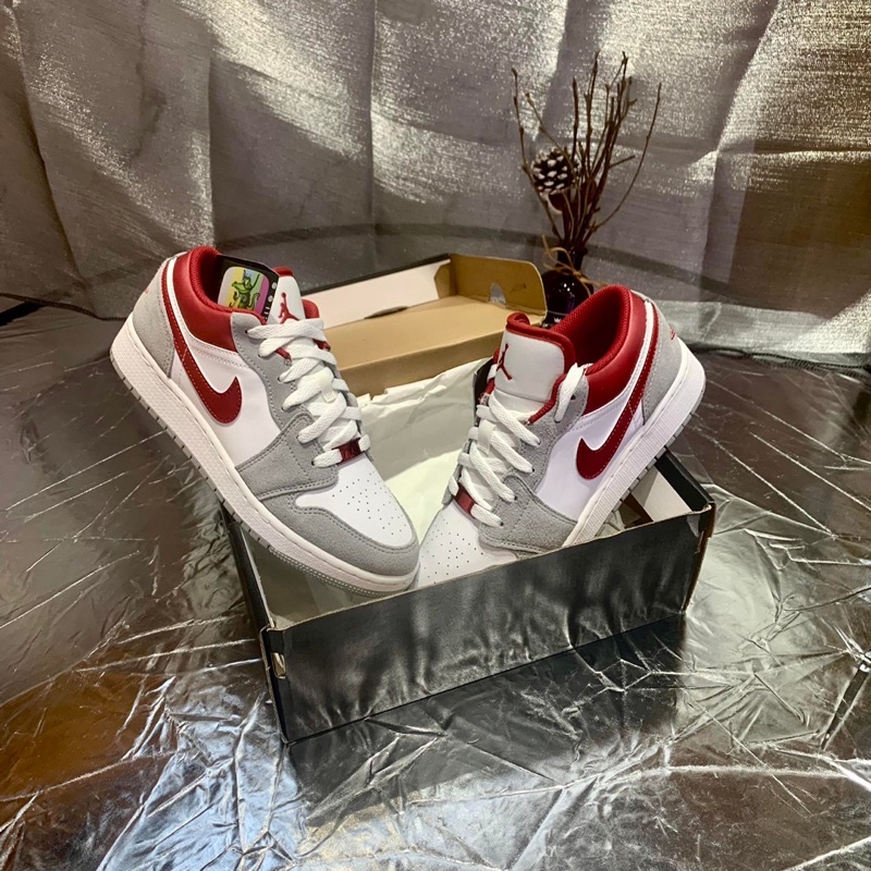 GIÀY JD1 LOW GREY RED DA LỘN LAI AU CAO CẤP