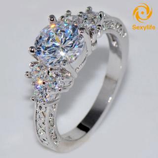 Nhẫn đính hôn đính đá zircon lấp lánh sang trọng dành cho nữ
