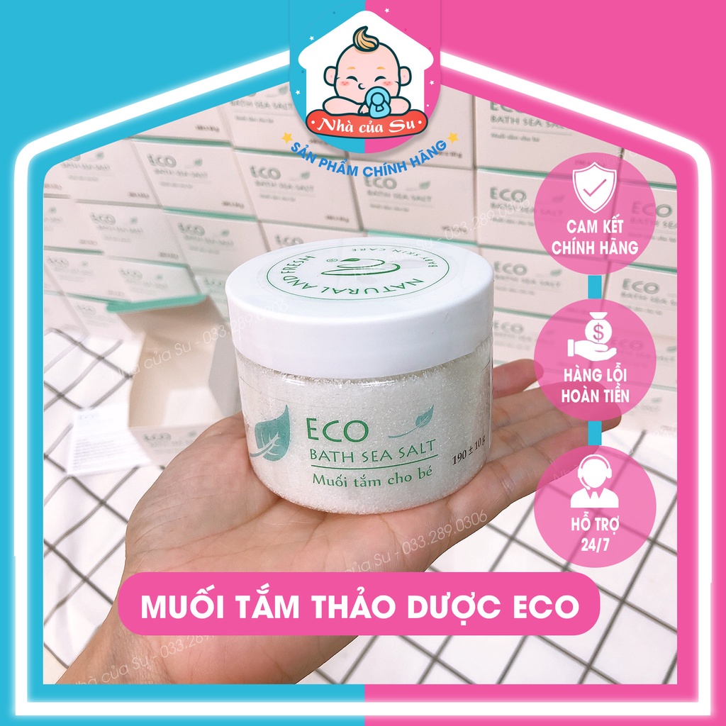 Muối tắm bé thảo dược Eco 200g FREESHIPAn toàn cho cả trẻ sơ sinh, giảm rôm sảy, mẩn ngứa, chàm sữa Nhà Của Su