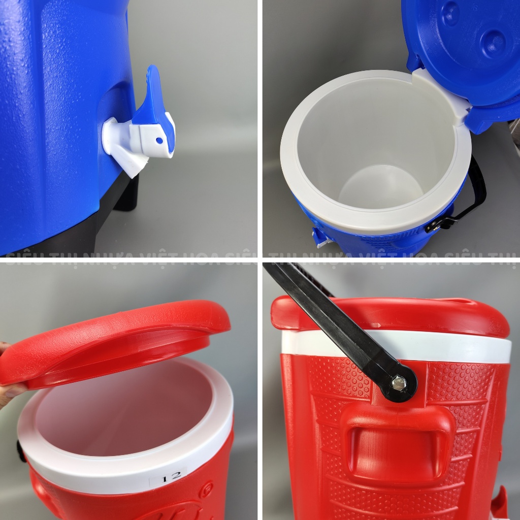 Bình đá tròn vòi, phích đá tròn có vòi, bình giữ nhiệt, bình đá super cooler Tý Liên