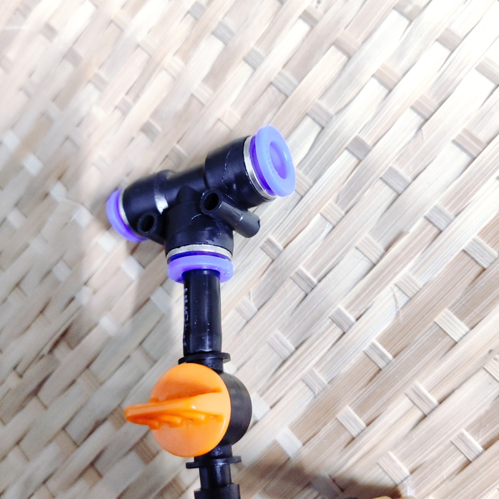 50 Béc tưới cây, phun sương 5 tia đồng, có van khóa đầu béc, kết nối ống 8mm