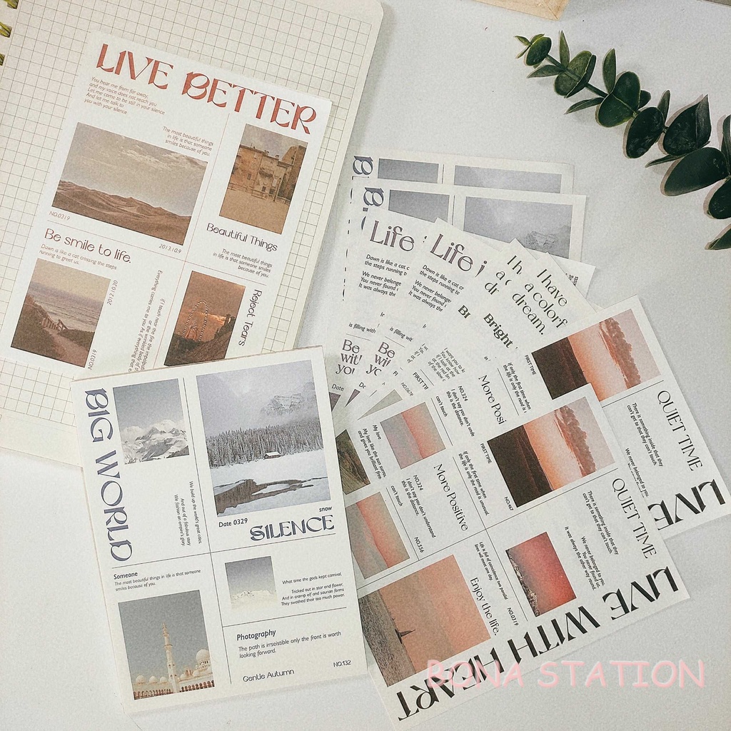 Set 10 postcard giấy nền Letter Lovers trang trí bullet journal aesthetic | BNN030