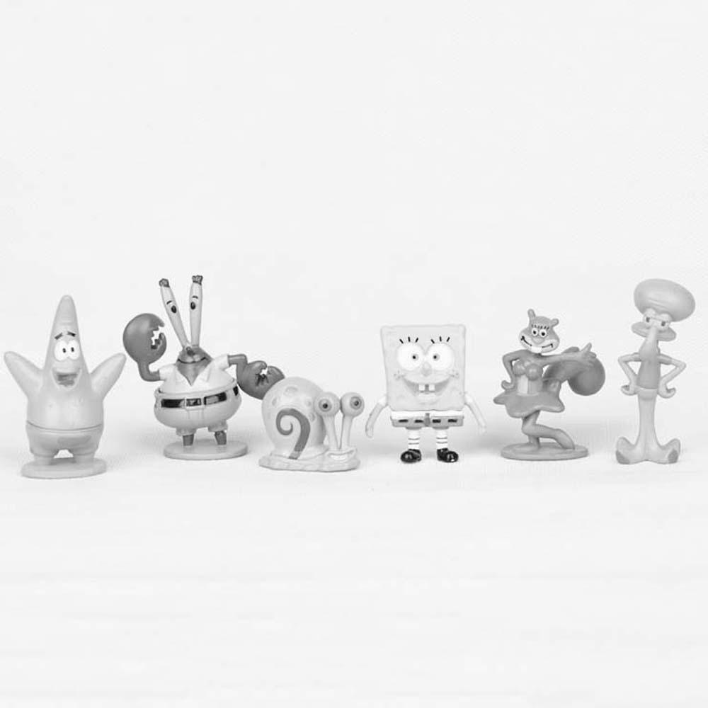 Set 6 Mô Hình Nhân Vật Phim Hoạt Hình SpongeBob Bằng PVC Trang Trí Bàn Làm Việc