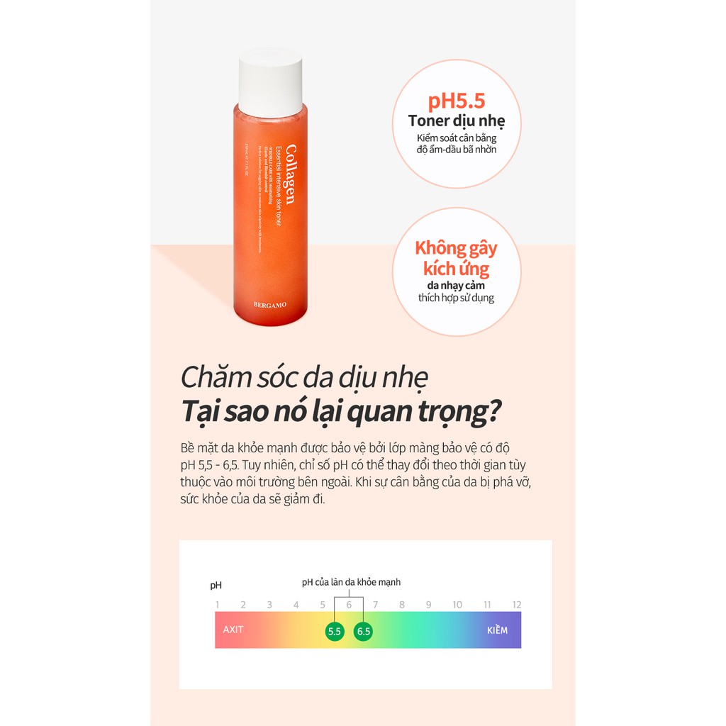 Toner Bergamo Collagen 210ml chăm sóc sâu cho da