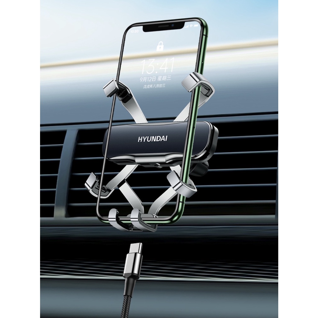 Giá đỡ điện thoại cao cấp Hyundai gắn cửa gió điều hòa ô tô xe hơi tự động điều chỉnh dành cho điện thoại 4.7 - 6.5 Inch
