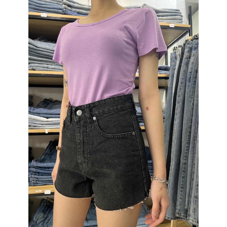 Quần Short Jeans Nữ Lưng Cao REDE Đen SH-07