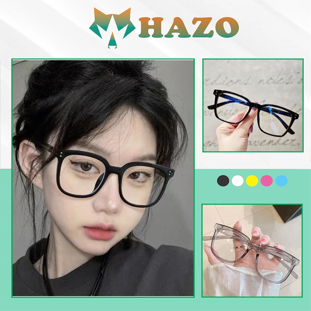 Mắt Kính Gọng Cận 2 Chấm 595 Form Vát Cạnh Phong Cách Hàn Quốc Cá Tính - Hazo