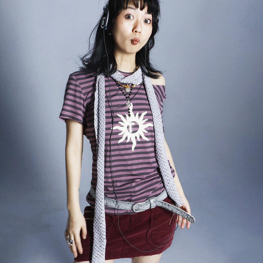 Áo Thun polo Tay Dài Dáng Ôm In Họa Tiết Y2k Millennium grunge Pure Desire Phong Cách Sang Trọng