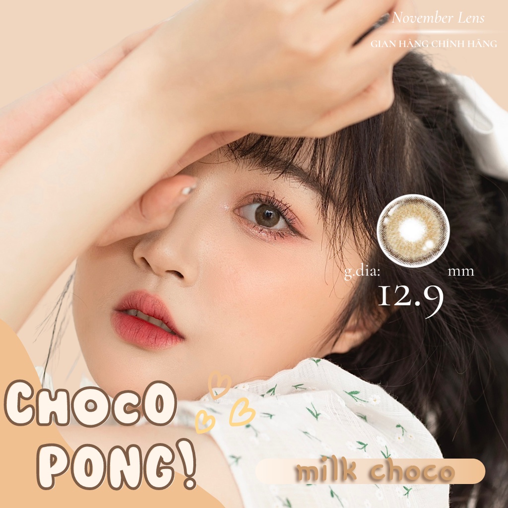 Kính áp tròng màu nâu sữa CHOCOPONG MILK thiên hướng nâu lạnh nâng tone mắt độ tây vừa phải