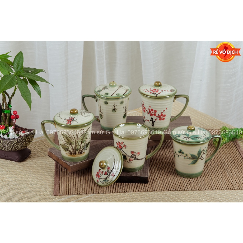 Cốc sứ có nắp đậy Bát Tràng