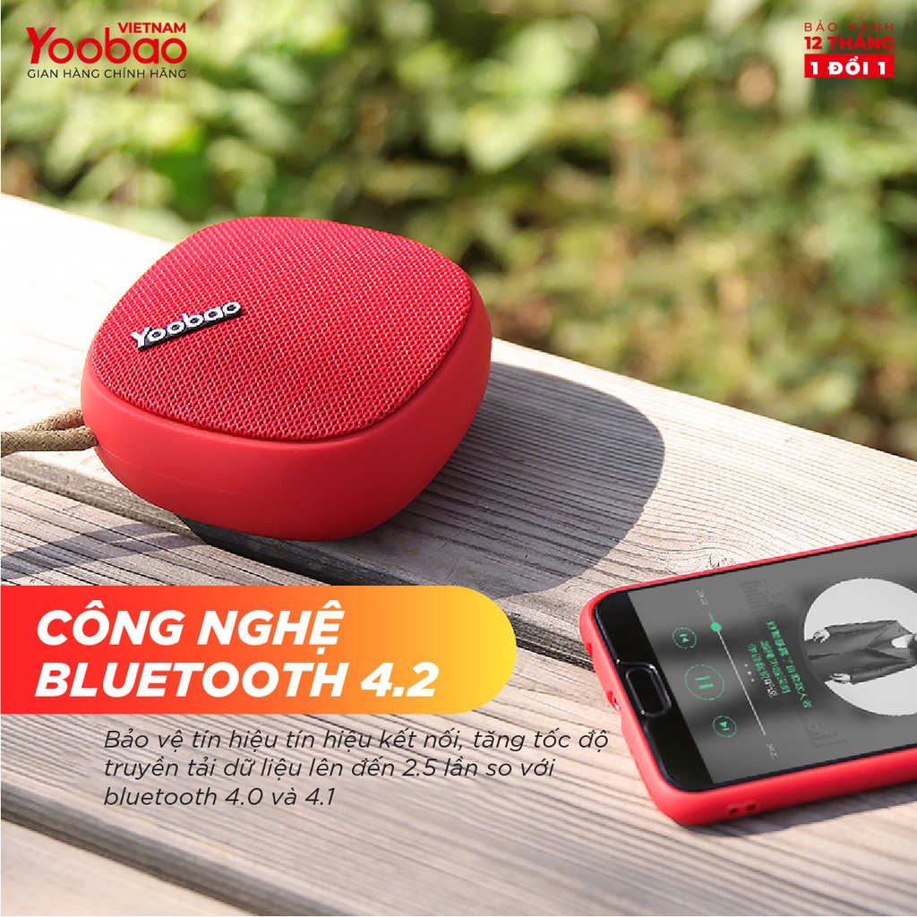 Loa Bluetooth mini Yoobao M1 - Dung lượng 2000mAh - Công suất 3W - Hàng chính hãng - Bảo hành 12 tháng 1 đổi 1