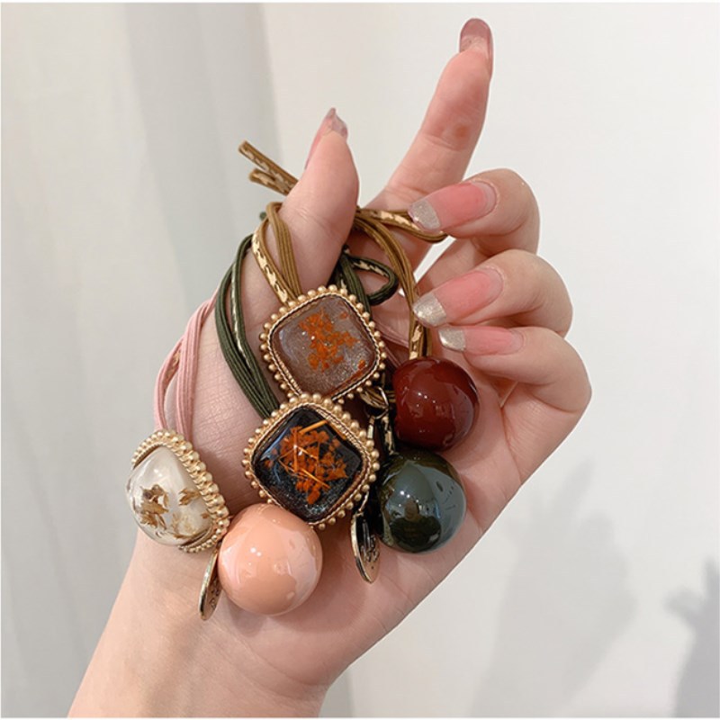 【Amy's Jewelry Box】Ins Hàn Quốc Phong cách đơn giản có tính cách nhẹ nhàng Hương thơm nhỏ Băng đô dành cho nữ Vòng đeo tóc Retro Kiểu Pháp Lưới da màu đỏ Dây buộc tóc nữ