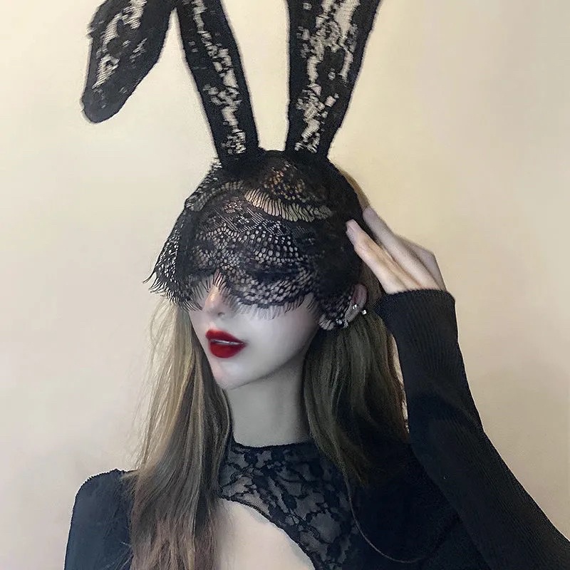 Cài tai thỏ kèm mặt nạ ren - Phụ kiện cosplay độc lạ, quyến rũ bí ẩn