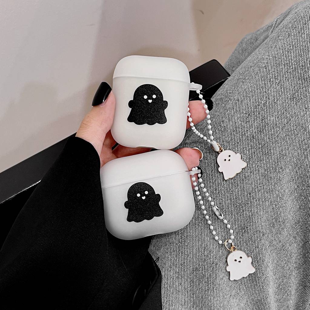 Vỏ Bảo Vệ Hộp Sạc Tai Nghe Airpods 1 2 3 Pro Bluetooth Không Dây Chất Liệu TPU Mềm Đục Họa Tiết Ma Hoạt Hình