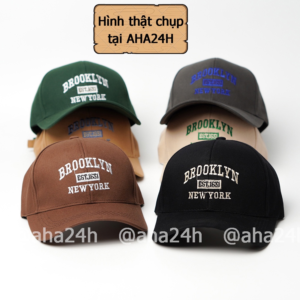 Mũ lưỡi trai kaki thêu chữ BROOKLYN NEWYORK phong cách nón kết nan nữ AH1679