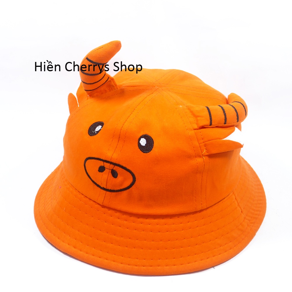 Nón Bucket con trâu dành cho trẻ em từ 2-5 tuổi chất liệu vải kaki đẹp phong cách