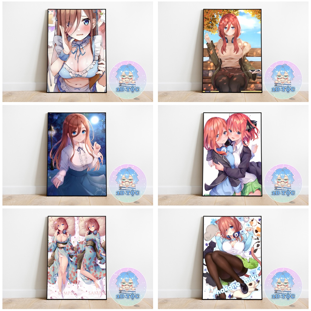 TRANH POSTER A3 NAKANO MIKU  ANIME MANGA NHÀ CÓ 5 NÀNG DÂU 5-TOUBUN NO HANAYOME GOTOUBUN NO HANAYOME - 2D TỘC SHOP