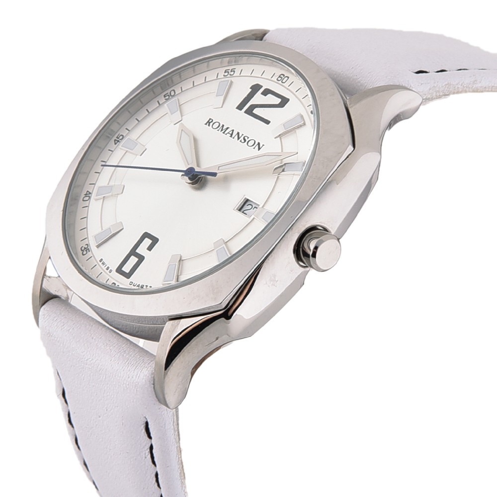 Đồng hồ Romanson Sport Men Watch TL1271MWWH nam dây da kim dạ quang mặt kính chống xước máy Thụy Sĩ cao cấp chính hãng