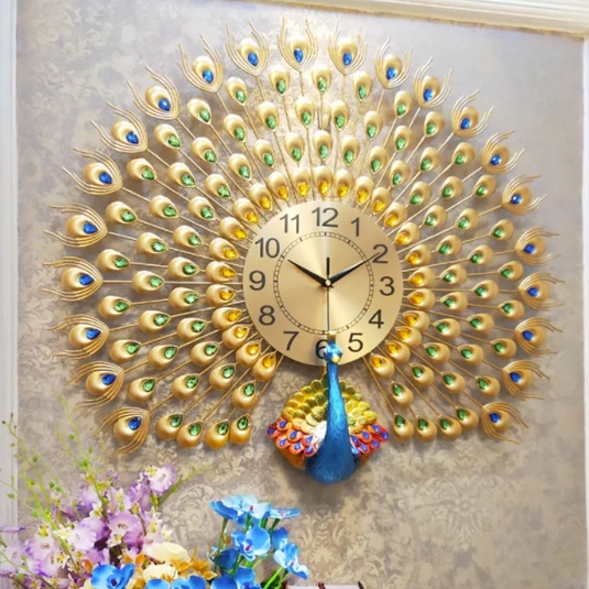 Đồng hồ kim trôi treo tường hình con công khổng tước decor trang trí phòng khách mã 912 loại 1m- DIFFUSER LUX