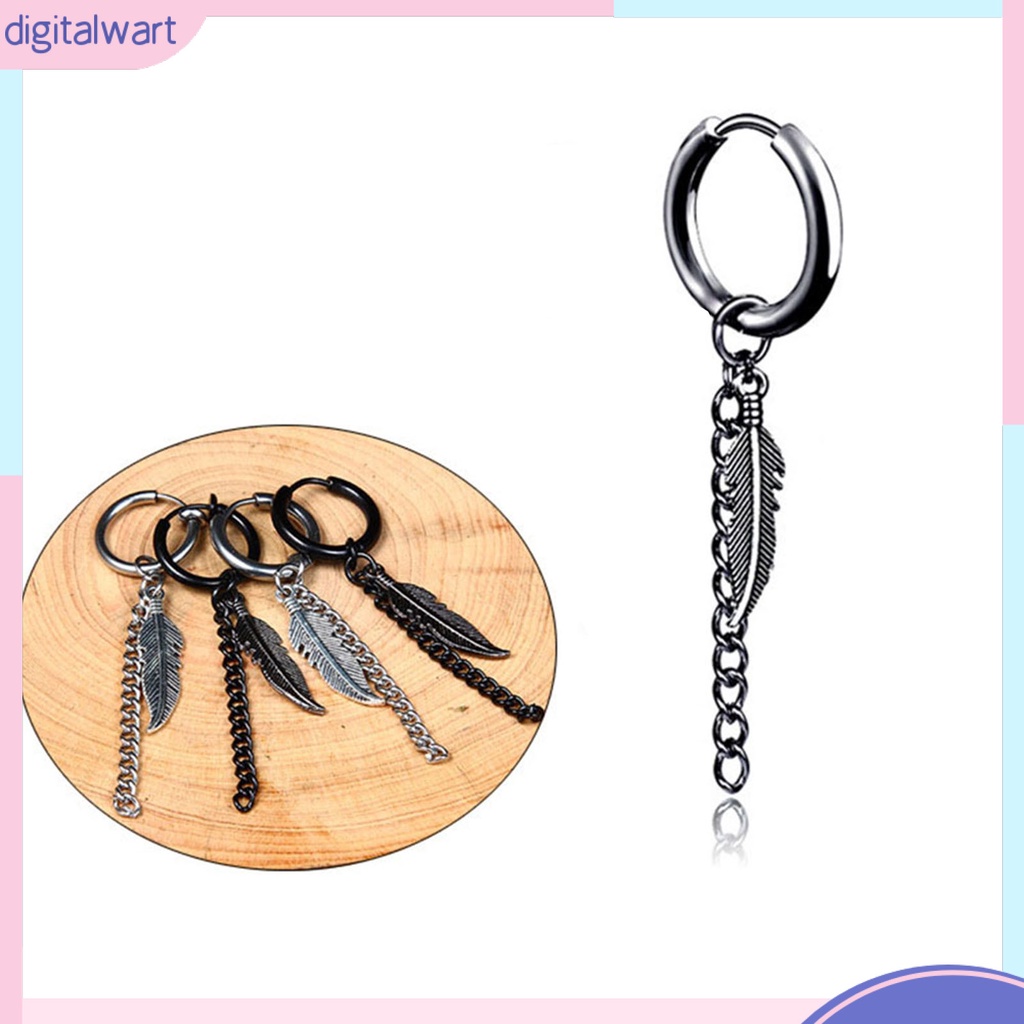 1 Khuyên Tai Tròn Dạng Mắc Xích Dài Bằng Thép Không Gỉ Thời Trang Cho Nam