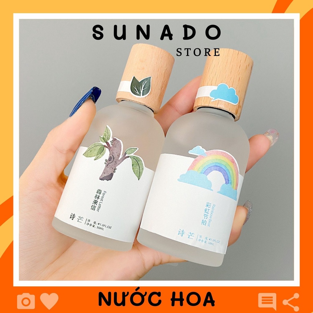 Nước hoa Shimang nắp gỗ sang trọng hương thơm trà trắng, hoa hồng xanh 50ml