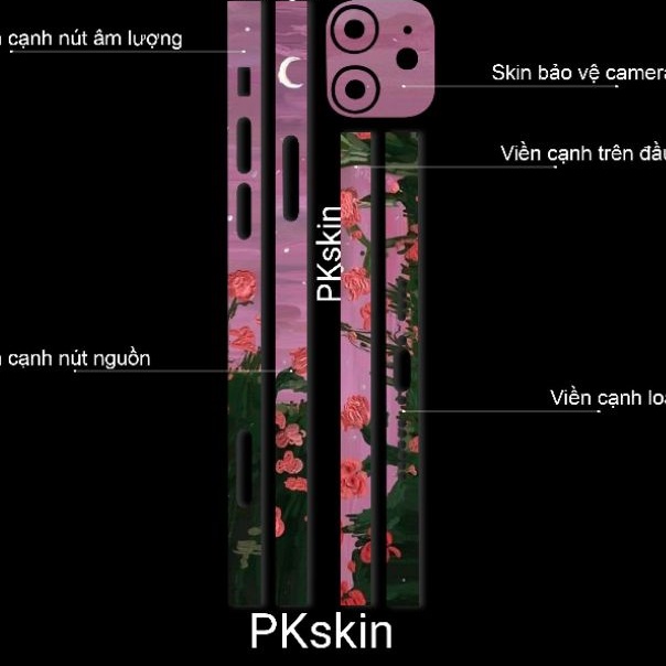 Miếng dán skin 3m viền in hình cho iPhone 12, 12 pro, 12 pro max, 12 mini theo yêu cầu (bộ 2)