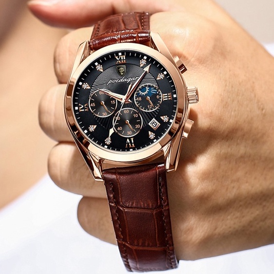 Đồng Hồ Nam Dây Da Cao Cấp HW POEDAGAR Chính Hãng Thiết Kế Sang Trọng Chống Thấm Nước HIWATCH | BigBuy360 - bigbuy360.vn