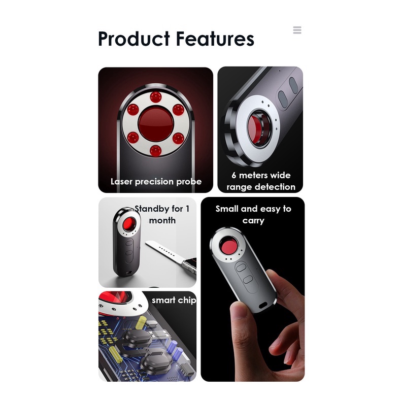 🆕 Máy dò tín hiệu chống theo dõi Detector Multi-function Anti Mini Bug Audio SPY-Camera AK400
