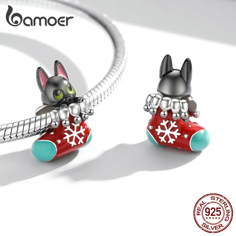 Hạt charm BAMOER Scc2035 bạc 925 hình giáng sinh thích hợp cho trang sức thủ công (Có bán lẻ)