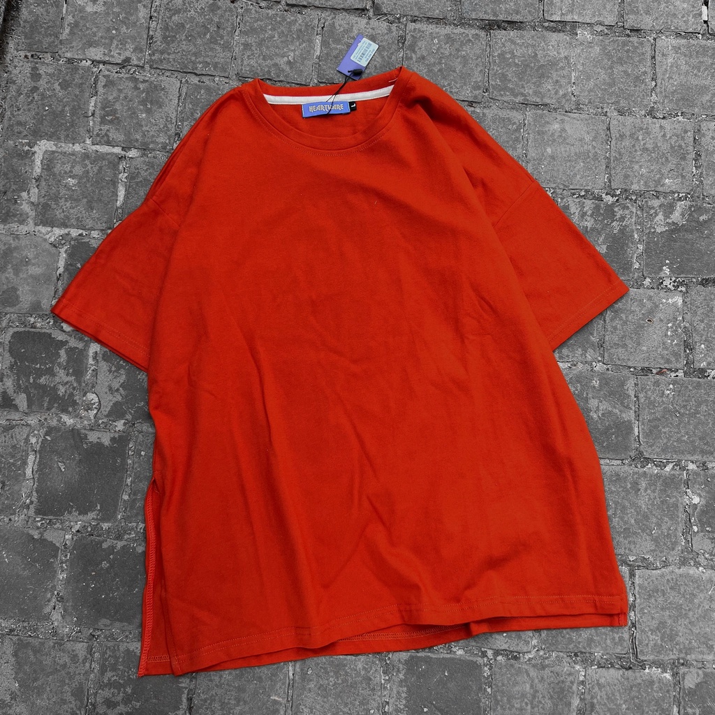 Áo thun xả tà cam gạch MEANSTORE phông Unisex nam nữ tee oversize form rộng pull Ulzzang Hàn Quốc vải mềm