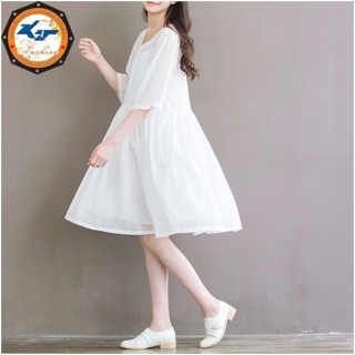 ĐẦM BABYDOLL TRẮNG HẠT (KÈM VÁY 2 DÂY)
