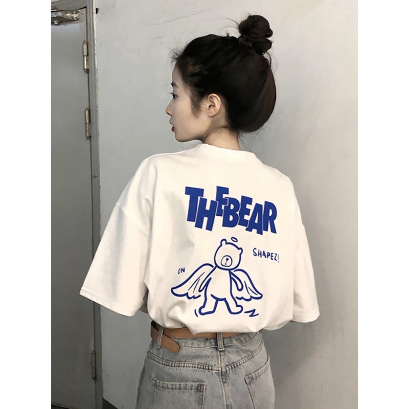 Áo thun in hình gấu cute THEBEAR tay lỡ dáng rộng