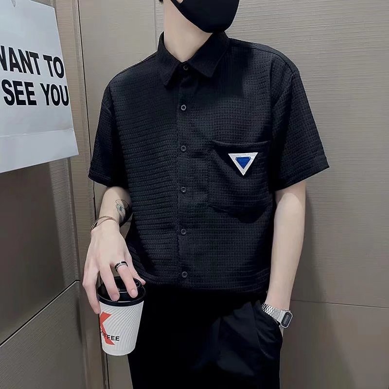 Áo Sơ Mi Ngắn Tay Có Túi Màu Trơn Thời Trang Cho Nam