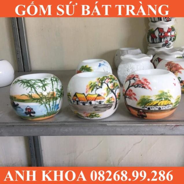 3 đèn size to và 3 tinh dầu - Gốm sứ Bát Tràng Anh Khoa