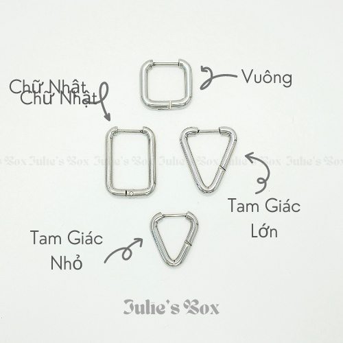 [1 CHIẾC]Khuyên Tai Hoop Hình Màu Bạc Dày 2.5MM Unisex Titanium Julies Box 66 Bông Tai Titan Nam