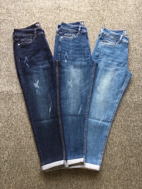 Quần jean baggy xước nhẹ 9 tấc