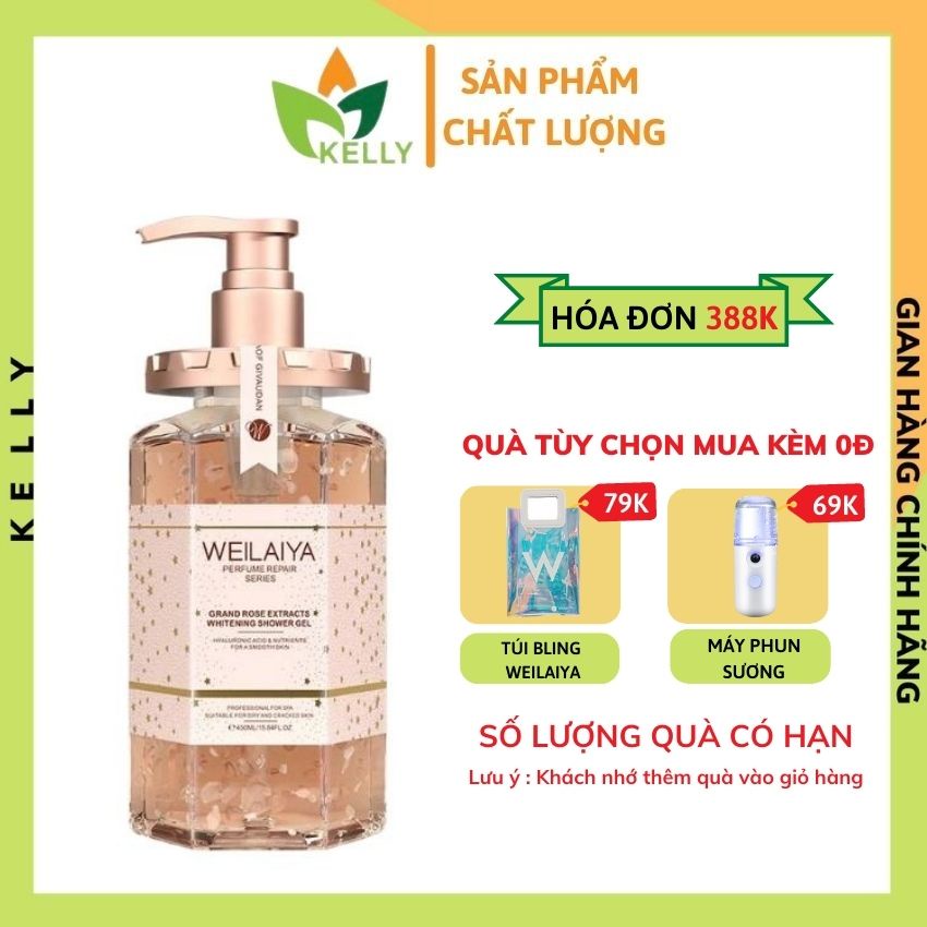 Sữa Tắm Nước Hoa Weilaiya,Gel Tắm Thơm Trắng Da Chống Lão Hóa Với Tinh Chất Hoa Hồng Damask Lưu Hương Quyến Rũ Ngọt Ngào