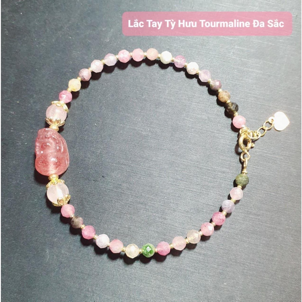 Vòng tay Tourmaline Tỳ Hưu Đa Sắc.